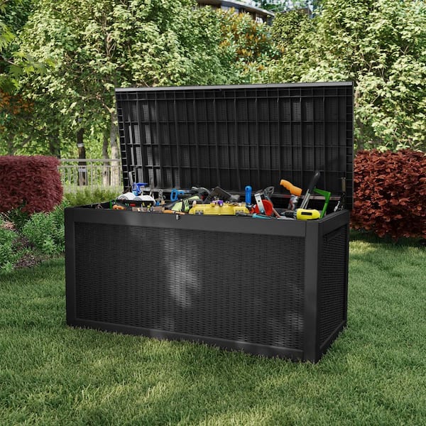 260 Gal. Waterproof Outdoor Resin Storage Deck Box, Large Lockable Capacity, Versatile Deck Outdoor Storage Bench