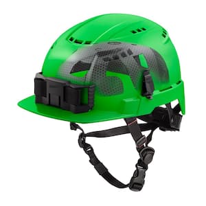 BOLT Green Type 2 Class C Front Brim Vented Safety Helmet with IMPACT-ARMOR Liner