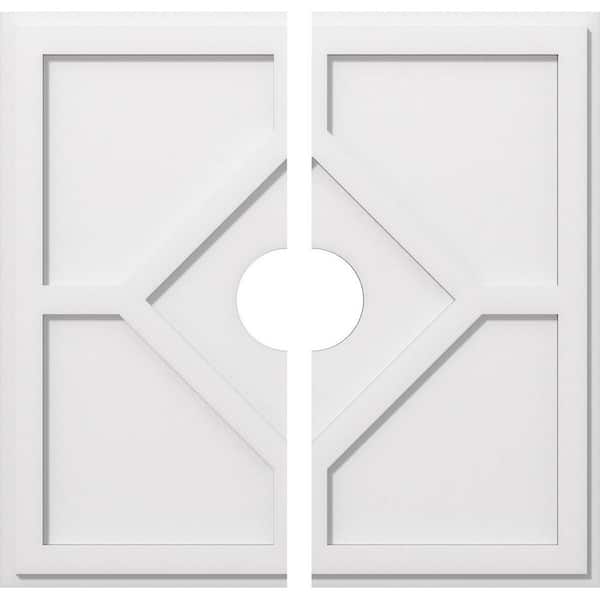 Ekena Millwork 1 in. P X 9-3/4 in. C X 28 in. OD X 5 in. ID Embry Architectural Grade PVC Contemporary Ceiling Medallion, Two Piece
