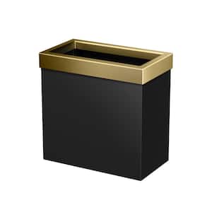 Modern Waste Can Rectangle in Matte Black Brushed Brass Combo