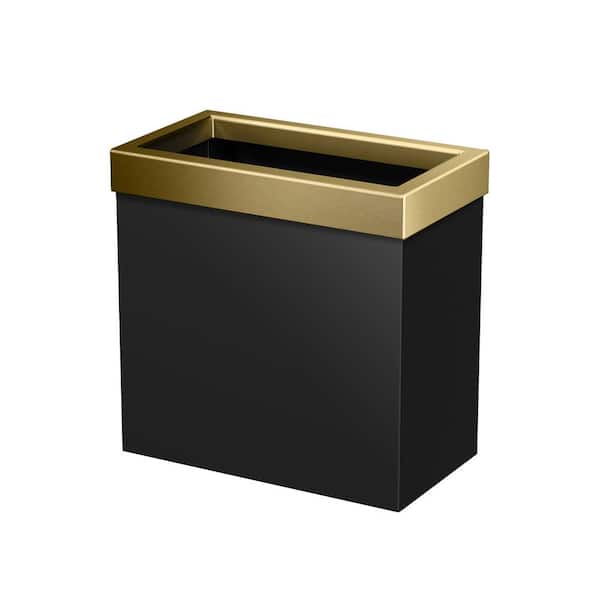 Gatco Modern Waste Can Rectangle in Matte Black Brushed Brass Combo