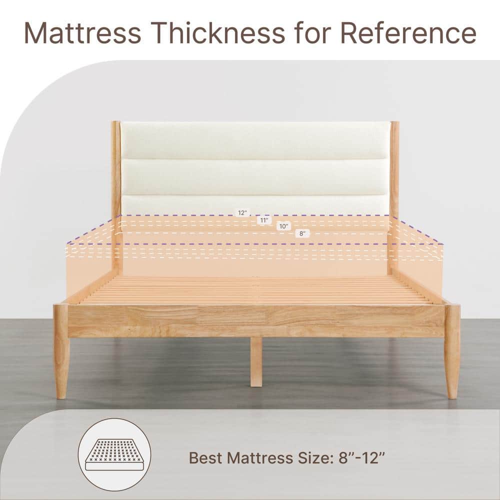Eudora Brown Wood Frame Upholstered King Platform Bed with Channel Tufting Queen Bed Frame with Headboard - thumbnail 7