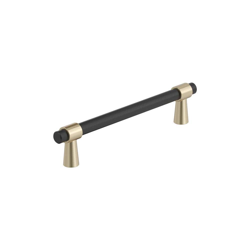 Mergence 5-1/16 in. (128mm) Modern Matte Black/Golden Champagne Bar Cabinet Pull price history on PriceWatchPro