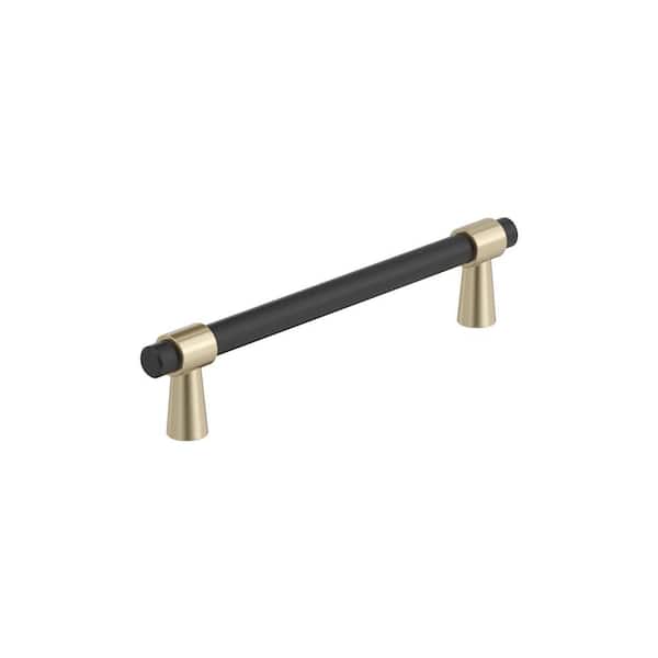 Mergence 5-1/16 in. (128mm) Modern Matte Black/Golden Champagne Bar Cabinet Pull