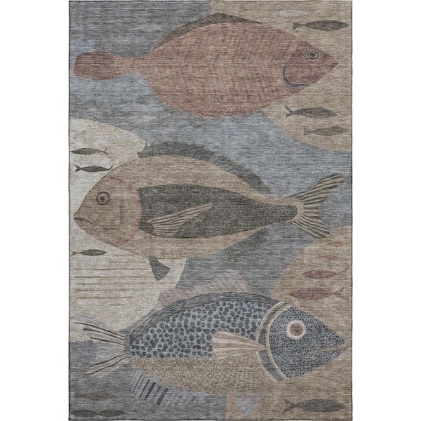 Mayfield Premium Machine Washable Abstract AMF2447 Gray 5 ft. x 7 ft. 6 in. Area Rug