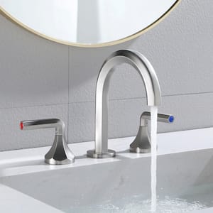 8 in. Widespread Double Handle 1.2 GPM Bathroom Faucet with Quick Connect Hose and Water Supply Hose in Brushed Nickel