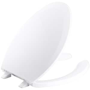 Lustra Elongated Open-Front Toilet Seat with Anti-Microbial Agent in White