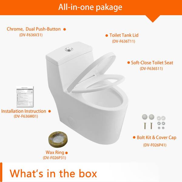 Deervalley 12 In Rough In Size 1 Piece 0 8 1 28 Gpf Dual Flush Elongated Ada Height Toilet In White Seat Included Dv 1f The Home Depot