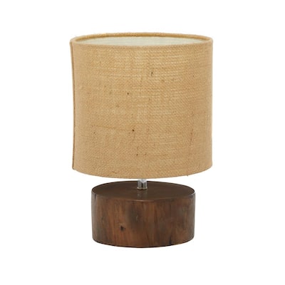 14 in. Dark Brown Wood Task and Reading Table Lamp with Jute Shade