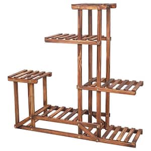 6 Tiered Plant Stand 37.8 in. Tall, Wood Large Flower Pot Holder Shelf 6 Potted Planter Display Rack for Garden Patio