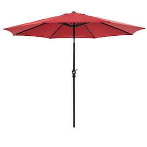 9 ft. Metal Outdoor Market Button Tilt and Crank Patio Umbrella with UV Protected and Waterproof in Red