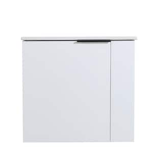 22 in. W x 13 in. D x 20 in. H Bathroom Vanity in White with Glossy White Ceramic Basin Top