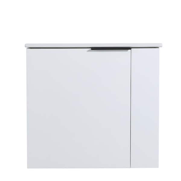 ARTCHIRLY 22 in. W x 13 in. D x 20 in. H Bathroom Vanity in White with Glossy White Ceramic Basin Top