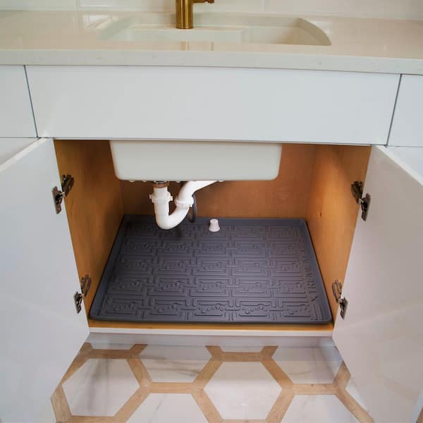 Xtreme Mats 40 in. x 22 in. Beige Kitchen Depth Under Sink Cabinet Mat Drip Tray Shelf Liner
