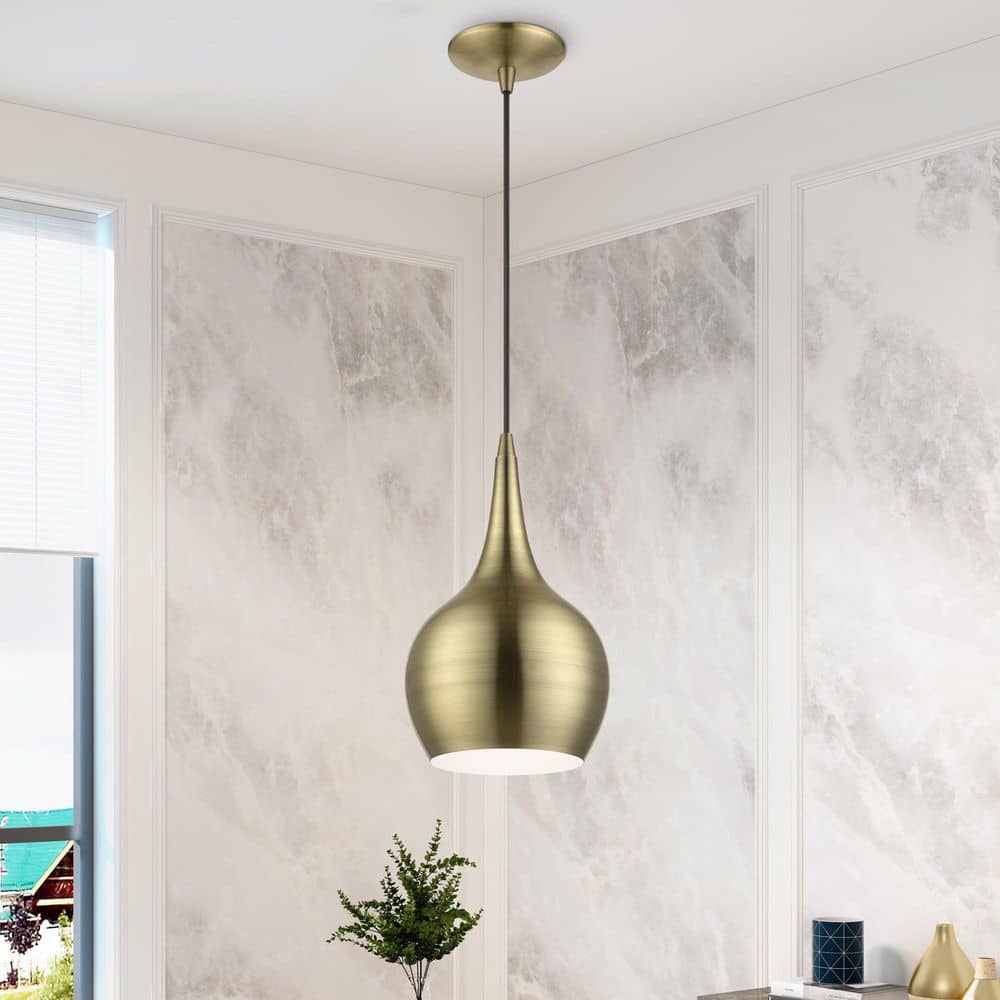 Antique Brass Mini Pendant with Glass Shade