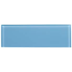 Enchant Elle Spell Blue Glossy 4 in. x 12 in. Smooth Glass Subway Wall Tile (4.88 sq. ft./Case)