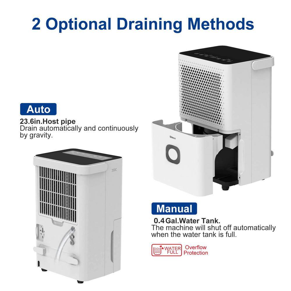 Shinco 30-Pint White Dehumidifier with Touch Controls