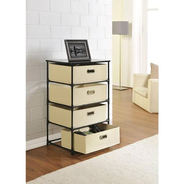 Altra Furniture Black and Natural 4-Bin Storage End Table