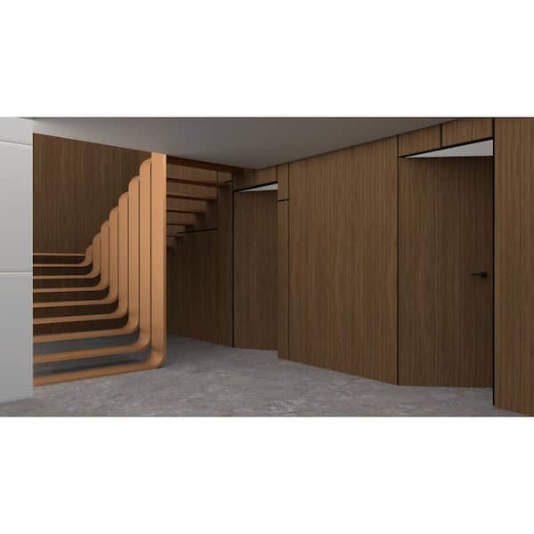 30 in. x 84 in. Unassembled Left-Hand/Inswing Solid Core Walnut Flush Mount Hidden Bookcase Door with Black Hinge Finish