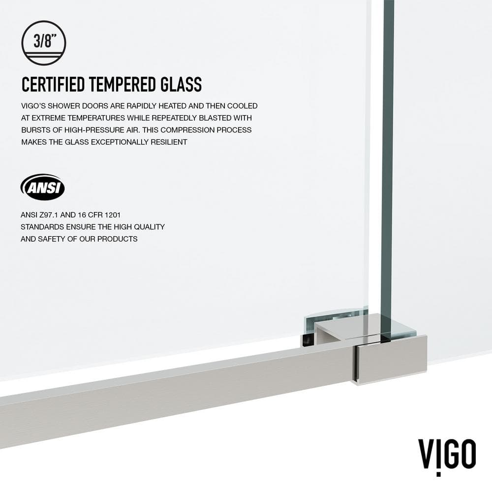 Elan 68-72" Stainless Steel Frameless Sliding Shower Door with Clear Glass