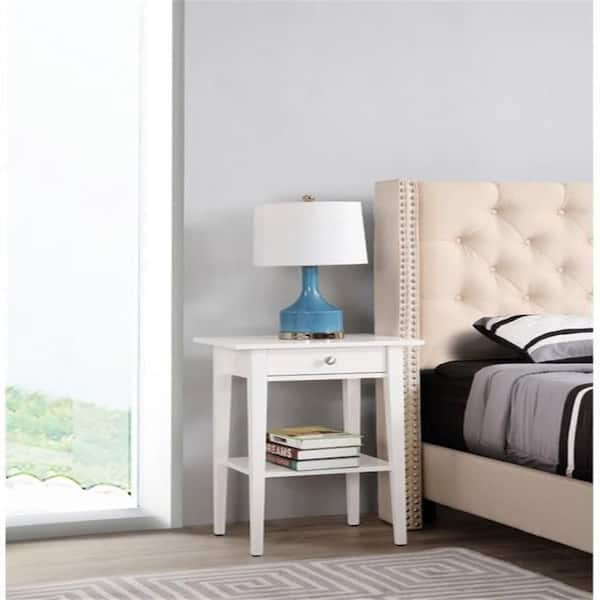 White Finish, 1 Drawer Nightstand