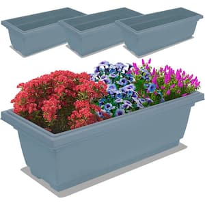 4-Packs 26.5 in. Outdoor and Indoor Rectangle Plastic Planter Box Perfect for Herbs Succulents Vegetables