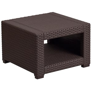 Chocolate Brown Square Wicker Outdoor Dining Table