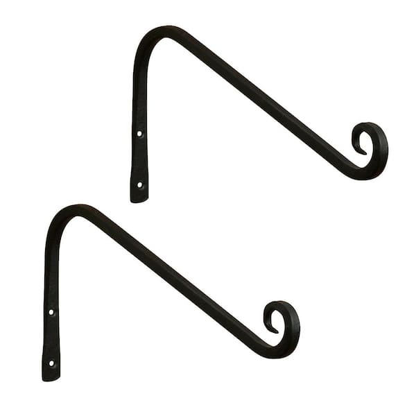 Set of 2 Angled Up Curled Wall Metal Bracket, 13 in. Long, Black Powder Coat Finish