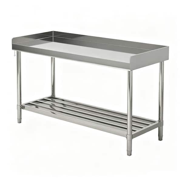 48x24x34 in. NSF Work Table with 3-Side Backsplash & Adjustable Undershelf, Heavy Duty Prep Station for Kitchen
