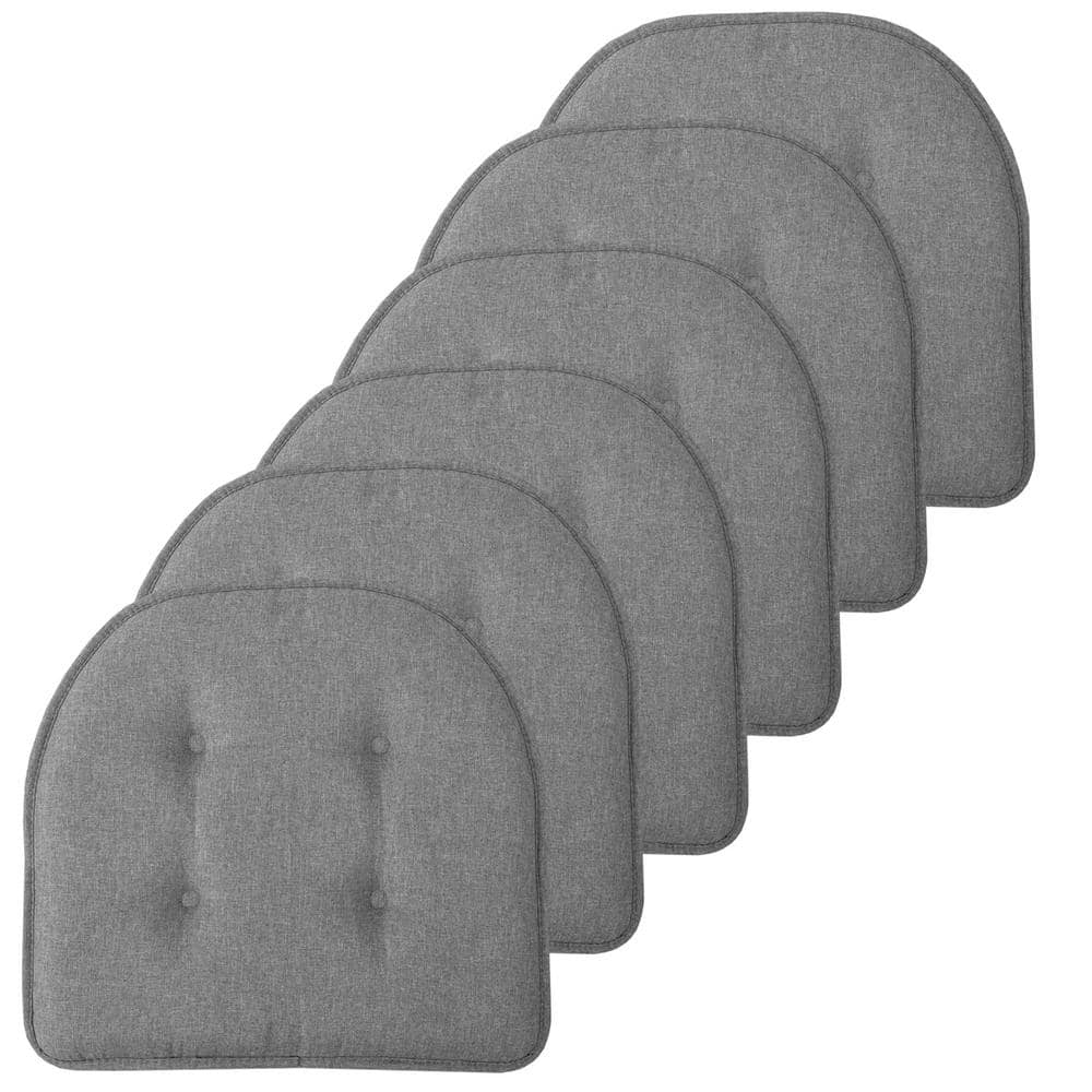 Gray Solid U Shape Memory Foam Indoor Outdoor Chair Seat Cushion 6 pack