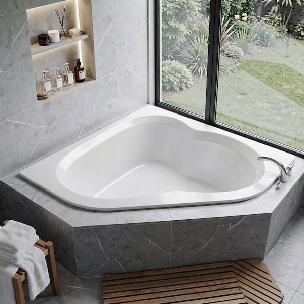 あづ ANZZI 84 in. x 62 in. Acrylic Corner Drop-in Soaking Bathtub with