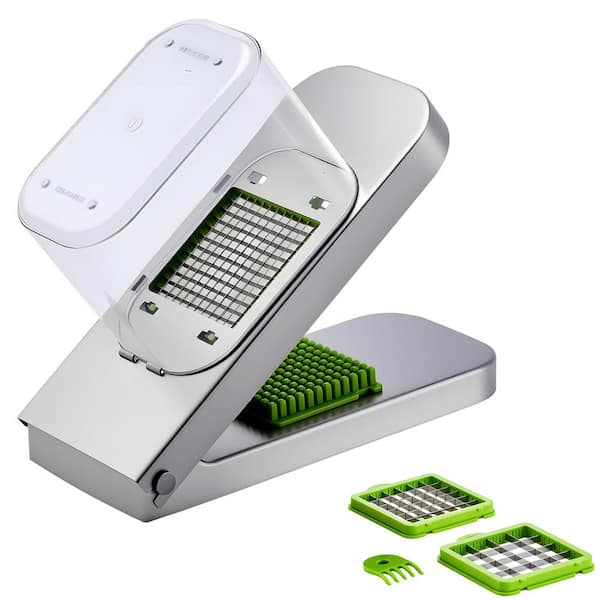 Vegetable Chopper with 3 Stainless Steel Blades, Food Cutter and Onion Slicer with Container, Kitchen Tools for Salad