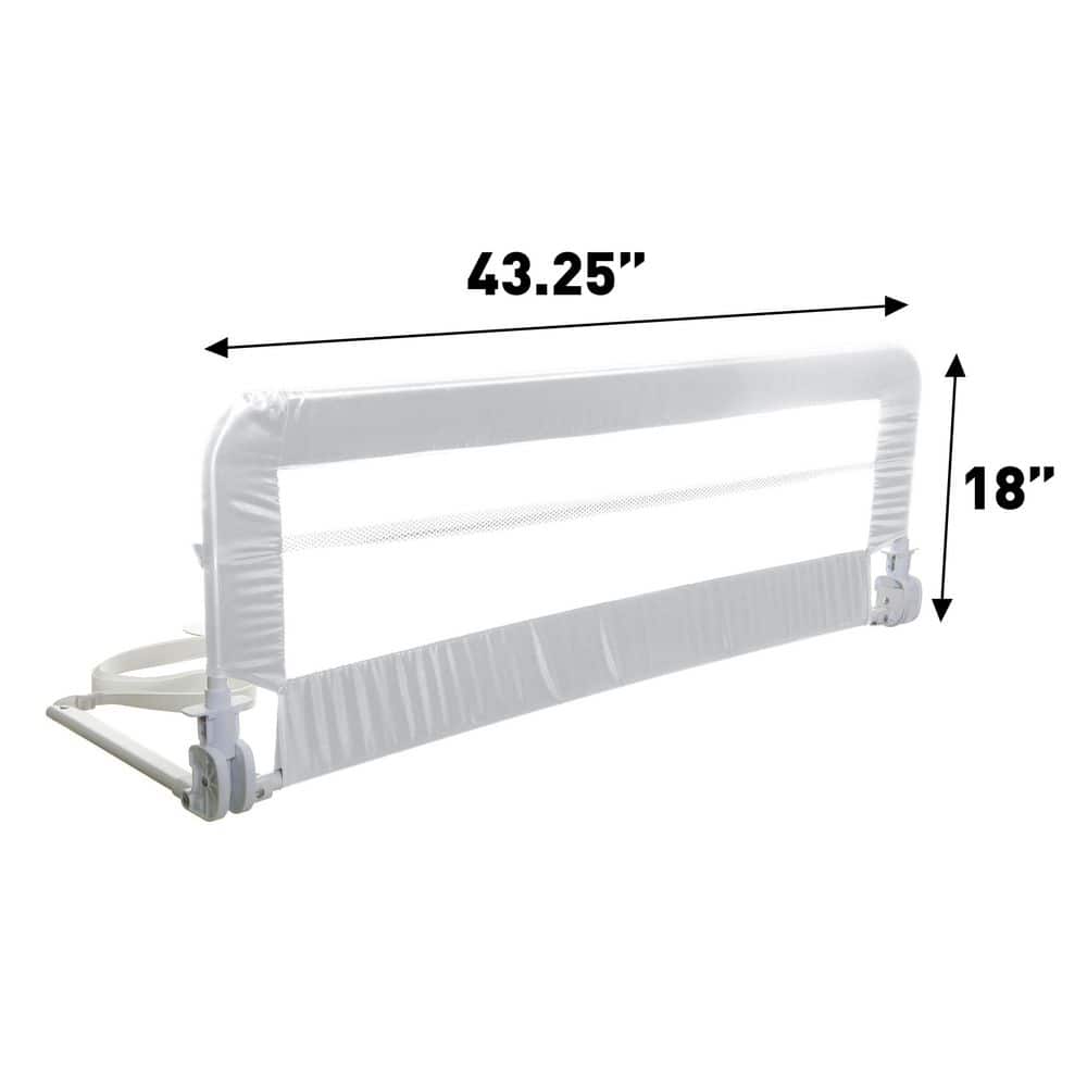 White Foldable Safety Bed Rail Guard for Toddlers