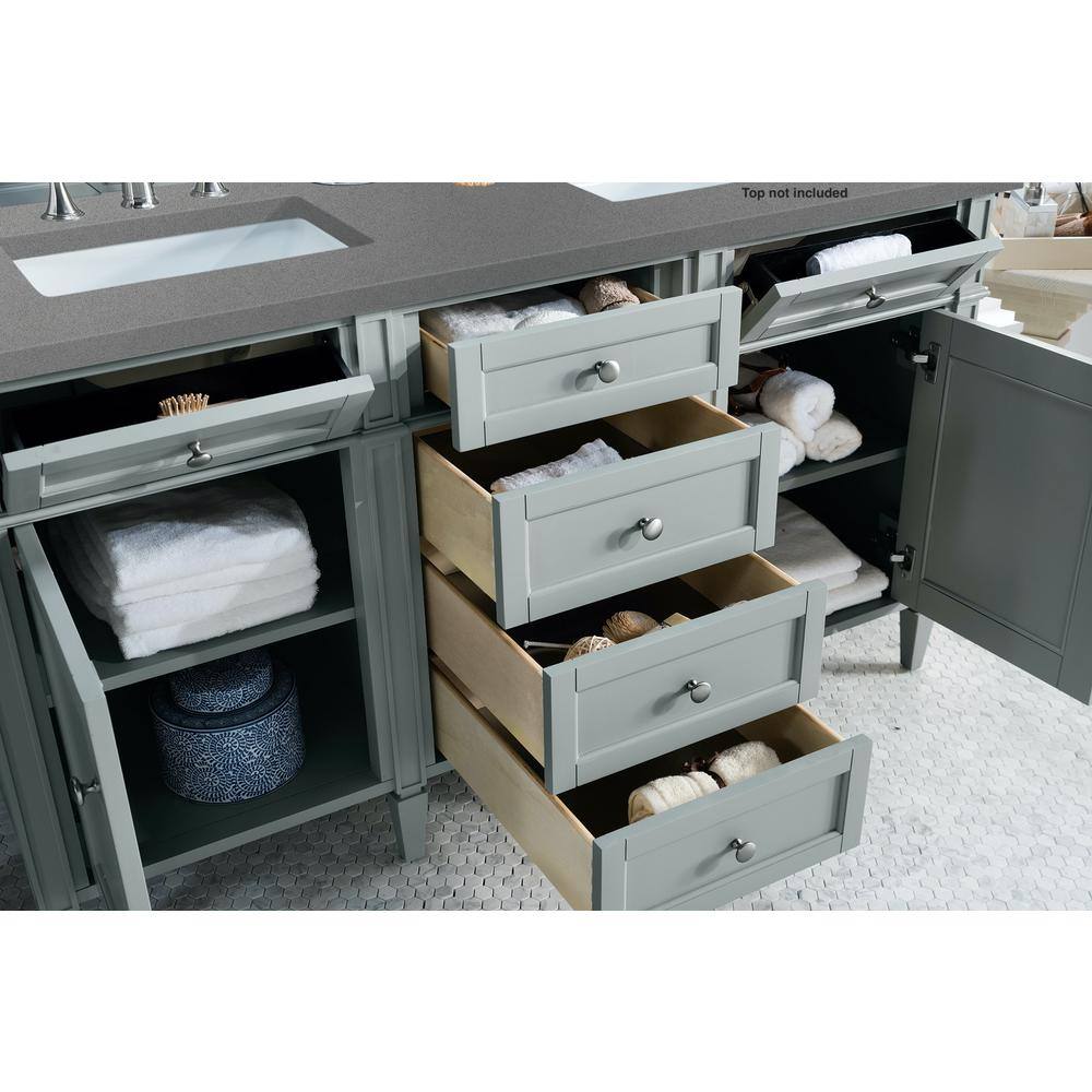 Urban Gray 60" Double Freestanding Solid Surface Vanity with Plywood Base