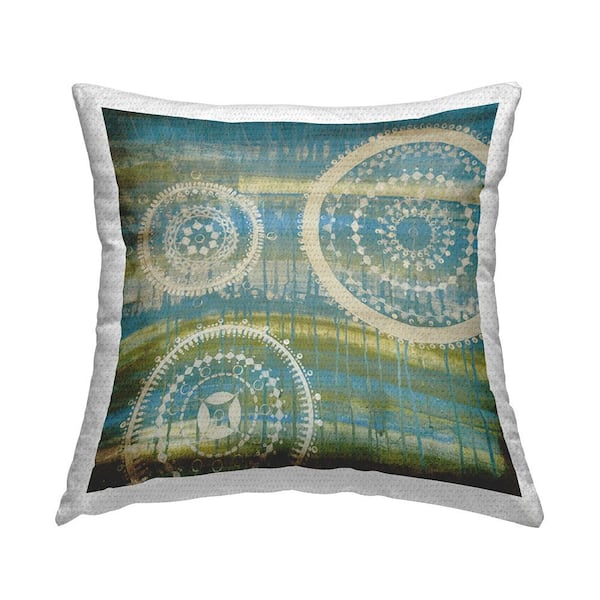 Stupell Industries Boho Fractal Modern Drip Green Square Outdoor Throw Pillow