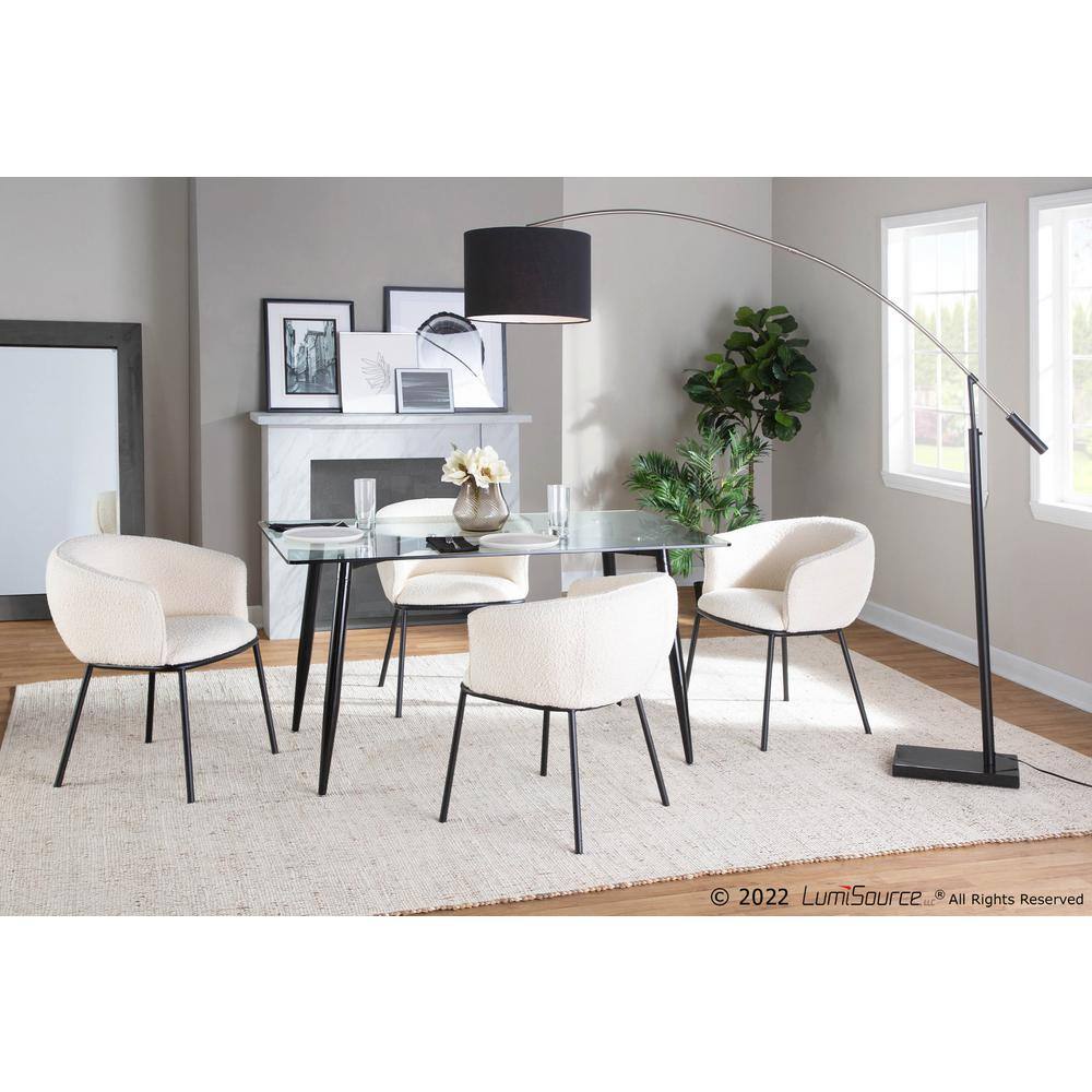 Ashland Black Metal and White Sherpa Upholstered Arm Chair