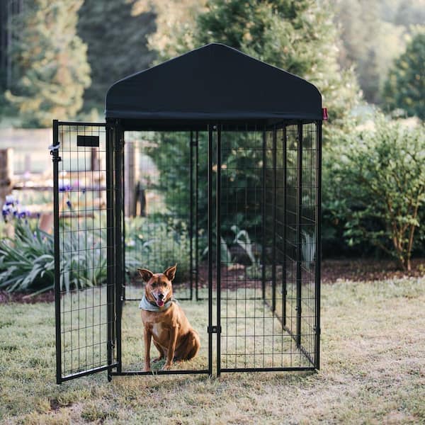 Lucky Dog STAY Series Steel Grey Villa Kennel (4 ft. x 8 ft