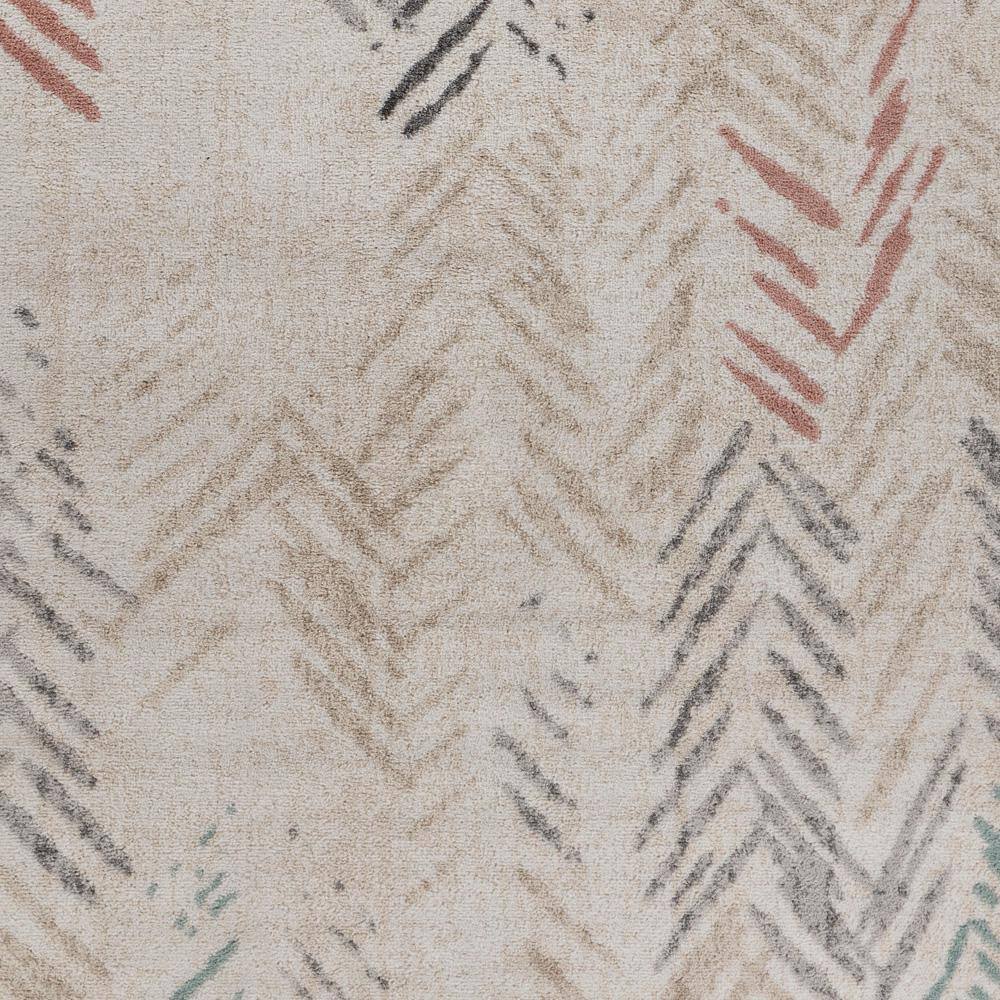 Ivory Multicolored Abstract Arrows Synthetic Area Rug
