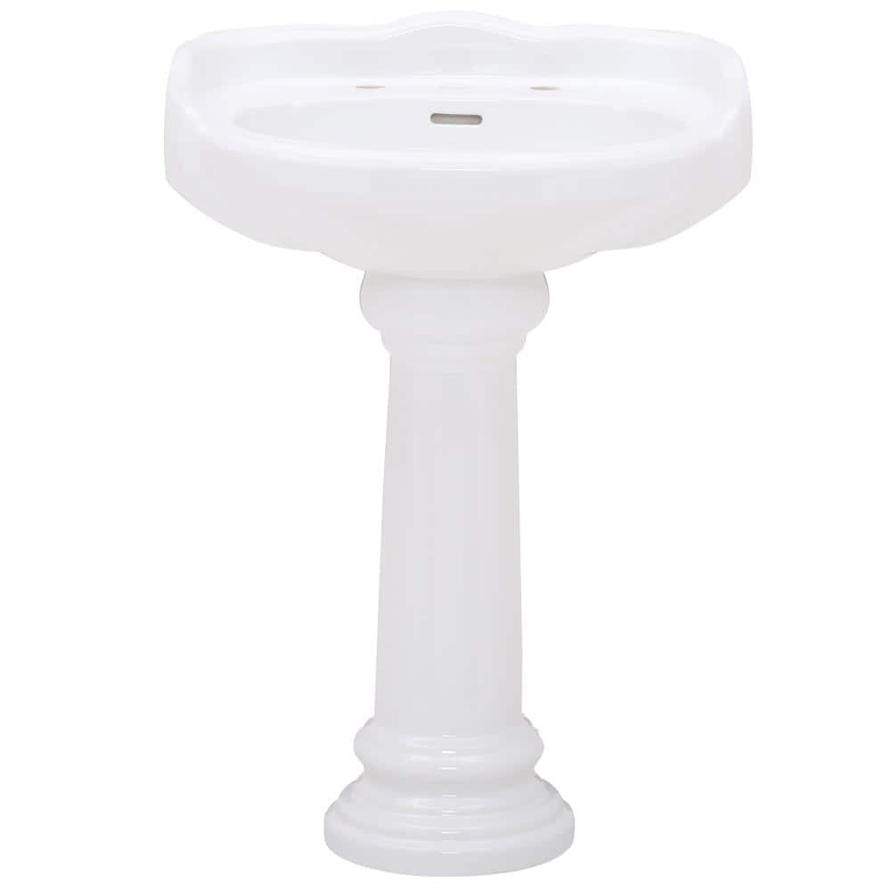 Victoria 26" White Ceramic Pedestal Bathroom Sink with Overflow