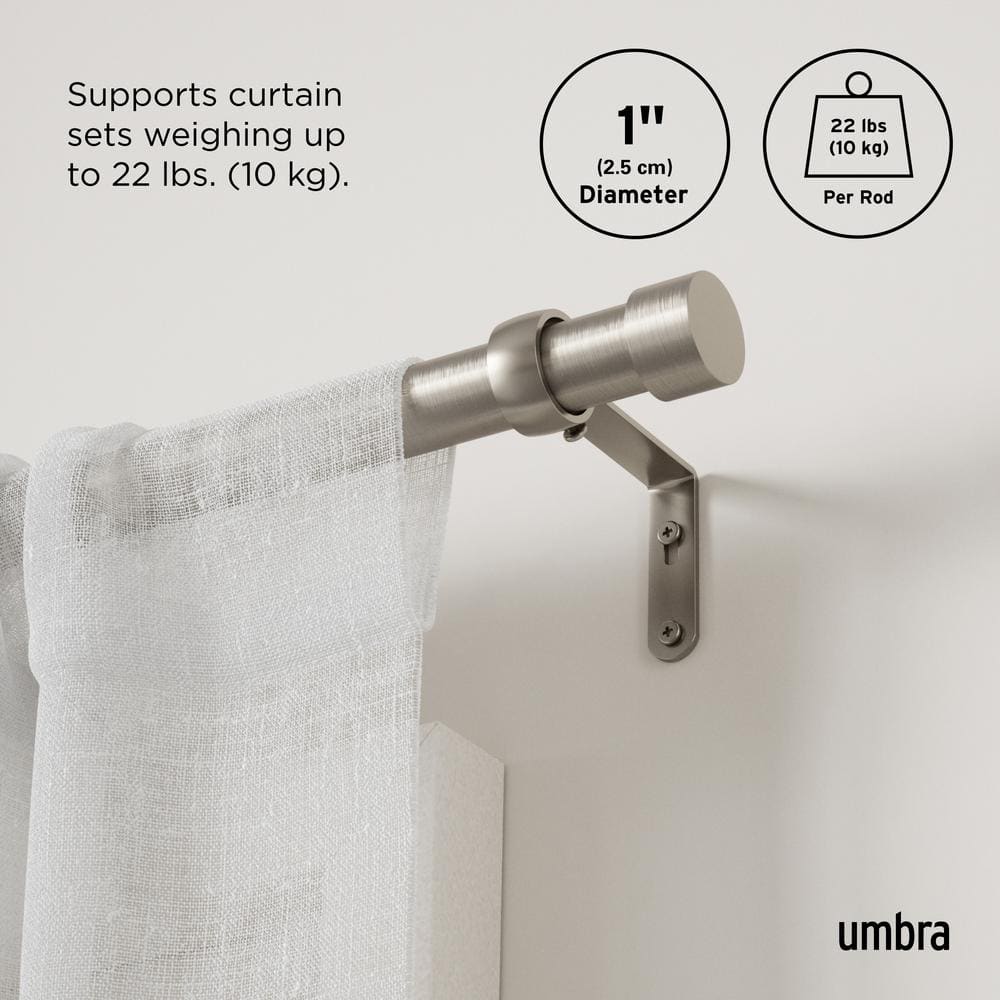 Nickel 180" Adjustable Curtain Rod with Finials