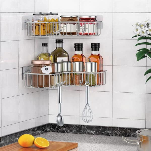 Dracelo Silver Corner Shower Caddy 2-Pack, No Drilling Stainless