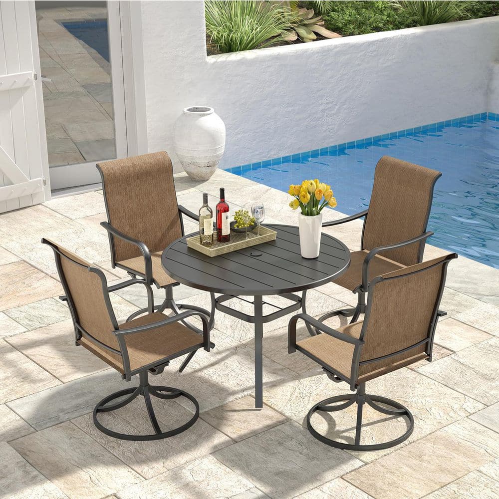 5-Pieces Round Dining Set with Swivel Chairs price history on PriceWatchPro