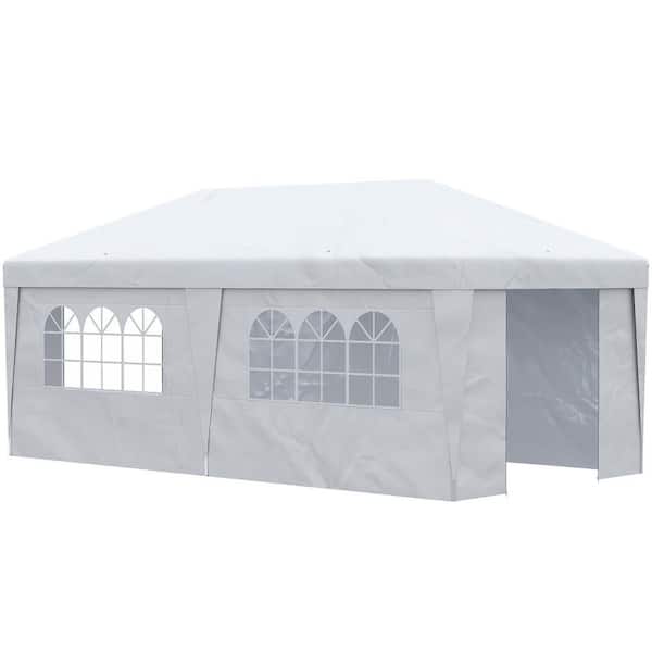 9.75 ft. x 19.25 ft. White Event/Party Tents with Leg Weight Bags, Double Doors and Wheeled Carry Bag