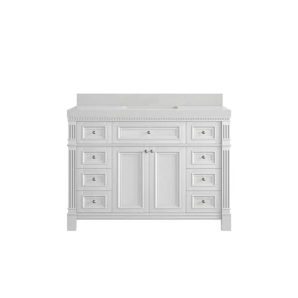 Paris 48 in. W x 22 in. D x 36 in. H Single Sink Bath Vanity in White with 2 in. Carrara qt. Top