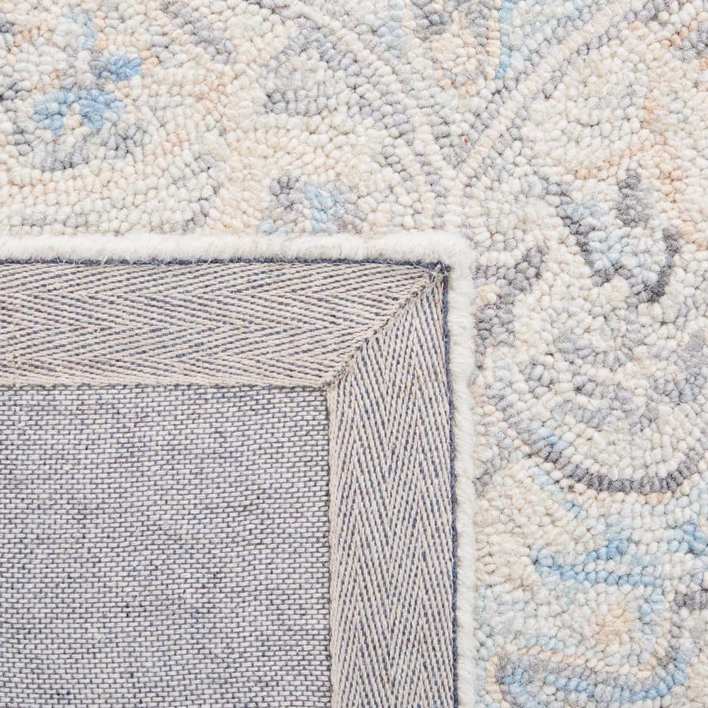 Elegant Ivory Medallion Tufted Wool Runner Rug 2'3" x 9'