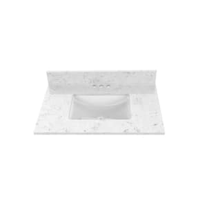 31 in. W x 22 in. D Quartz Vanity Top in Snow Orchid with White Rectangle Single Sink