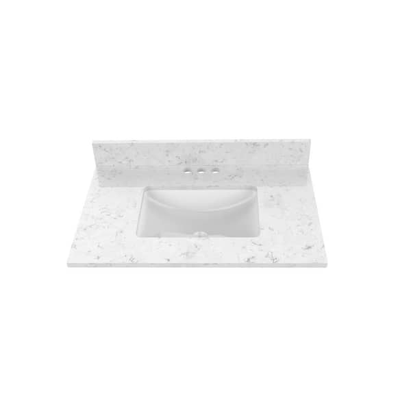Home Decorators Collection 31 in. W x 22 in D Quartz White Rectangular Single Sink Vanity Top in Snow Orchid