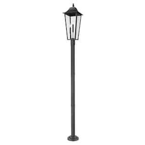 Gannon 3-Light Black Stainless Steel Hardwired Outdoor Marine Grade Post-Light Set with no bulbs included