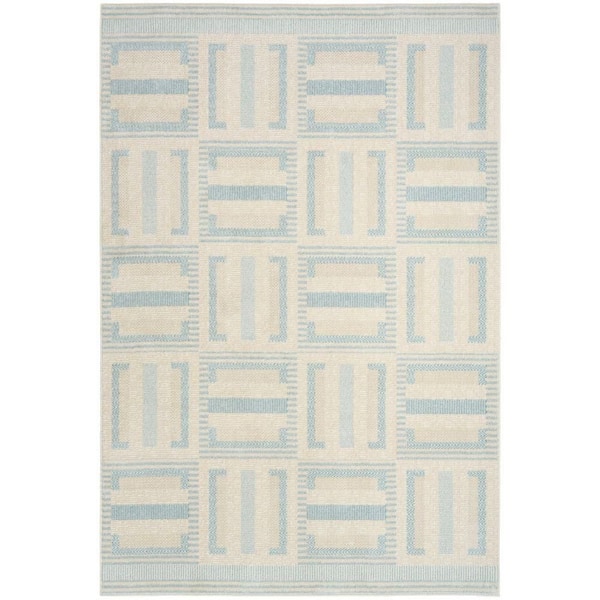 Nordic Ivory Blue 5 ft. x 7 ft. Geometric Contemporary Area Rug