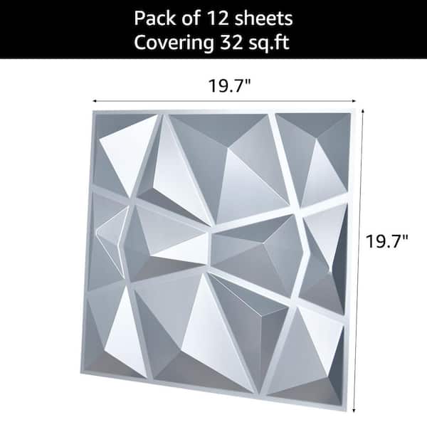 Pack 16 Unidades Lámina Panel Diamante Pared 3D PVC